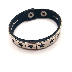 Star Black Vegan Leather Bracelet New